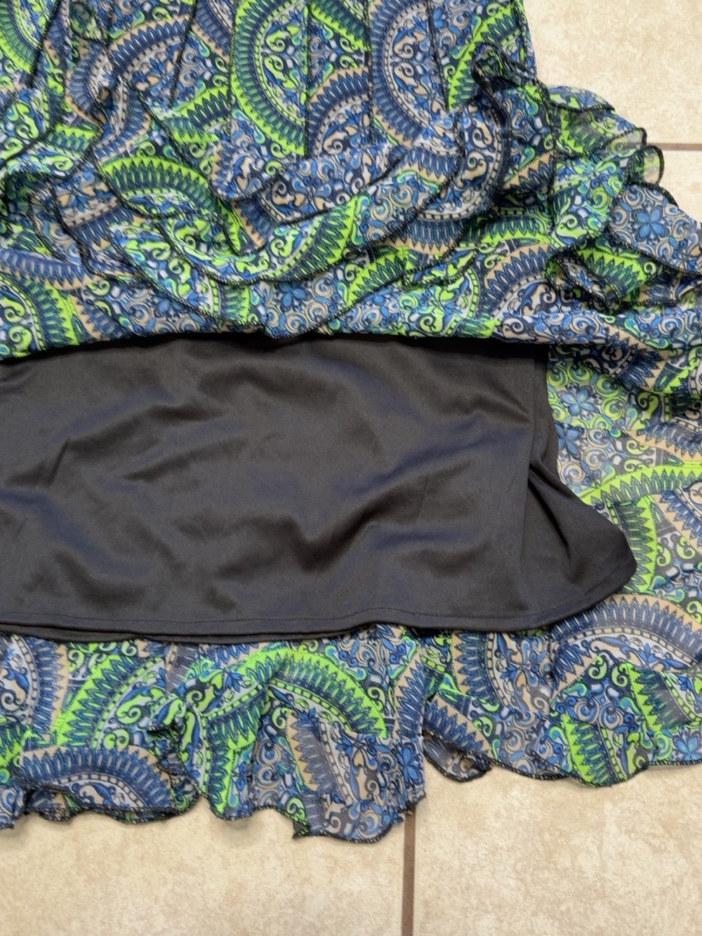 Mix Nouveau 100% Silk Paisley Ruffle Midi Skirt M Boho Y2K - Picture 6 of 6